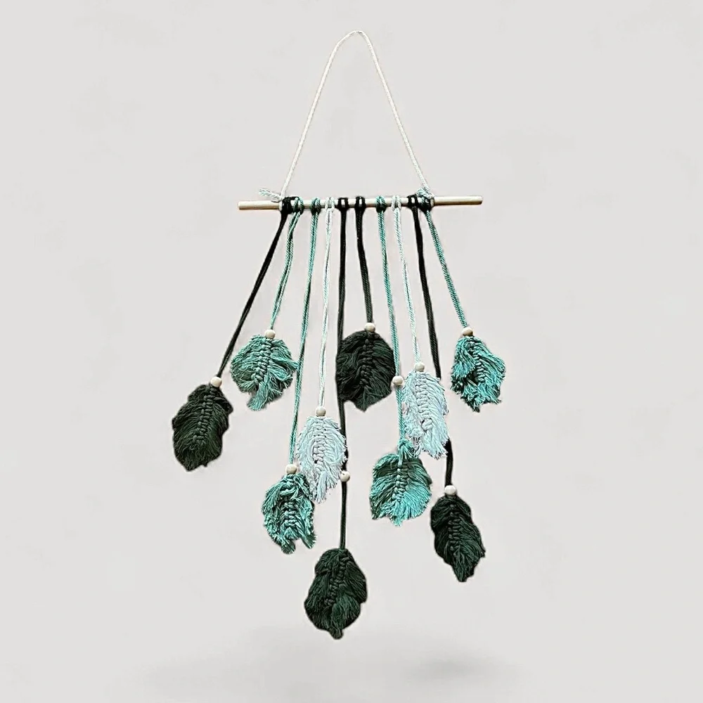 Handcrafted Leaf Wall Hanging Decor - Green and Blue